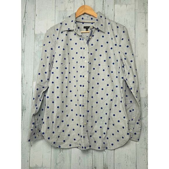 Talbots 100% Cotton Button Down Polka Dot Collared Shirt Sz. M - Picture 1 of 5